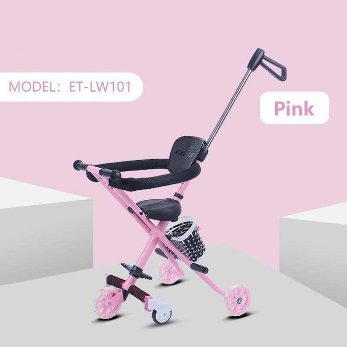 Stroler Anak Bayi Balita Kursi Dorong Micro Stroller Trike Exotic ET LW101 Roda 5 tanpa sandaran Bolak-Balik-2