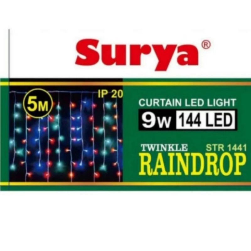 Lampu Hias LED Twinkle Raindrop / Tirai 144 LED RGB 5M IP20 SURYA