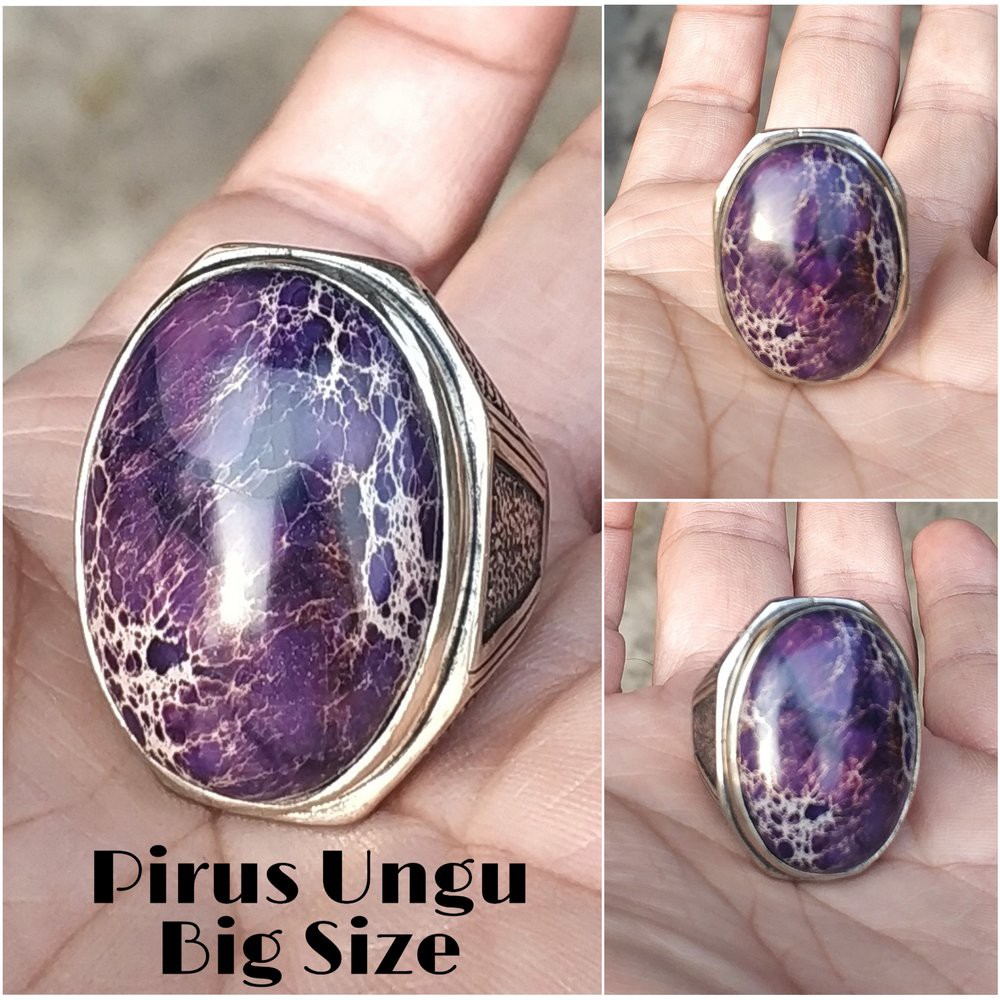 CINCIN BATU AKIK NATURAL PIRUS PANCAWARNA UNGU AFRIKA HIGH QUALITY BIG SIZE