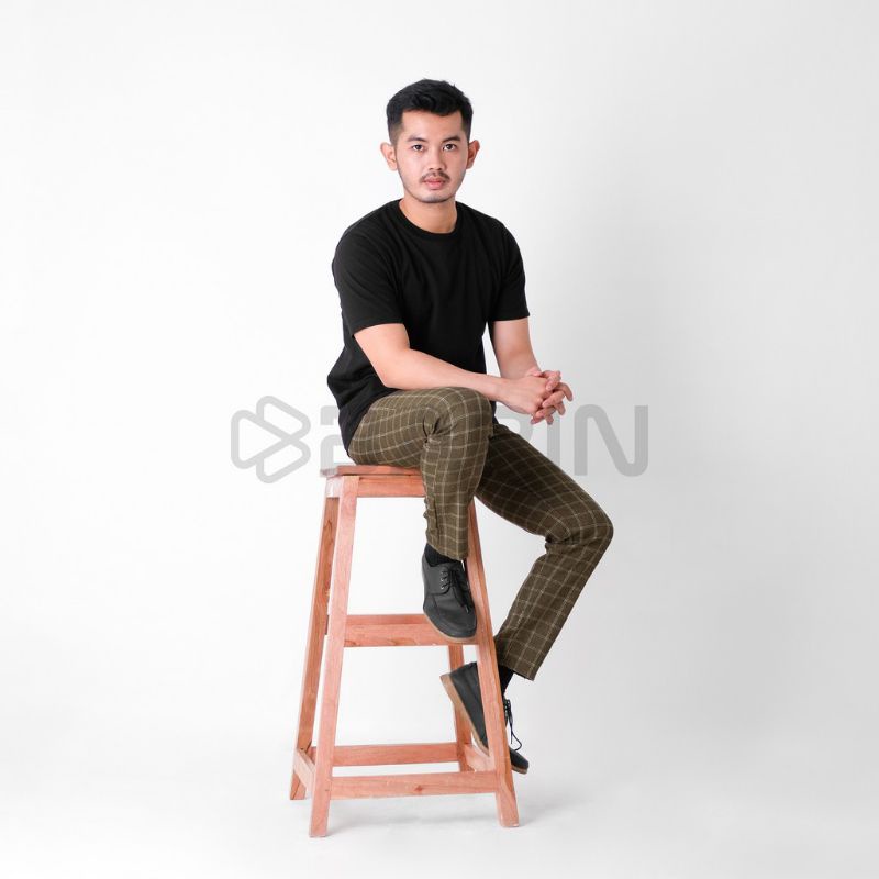 Chino Tartan kotak pants pria