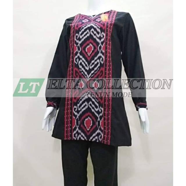 Blus tenun kombinasi