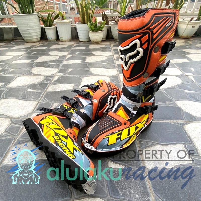 Sepatu Print MX Premium Trail with Protector for Touring Motocross Enduro Adventure - F04