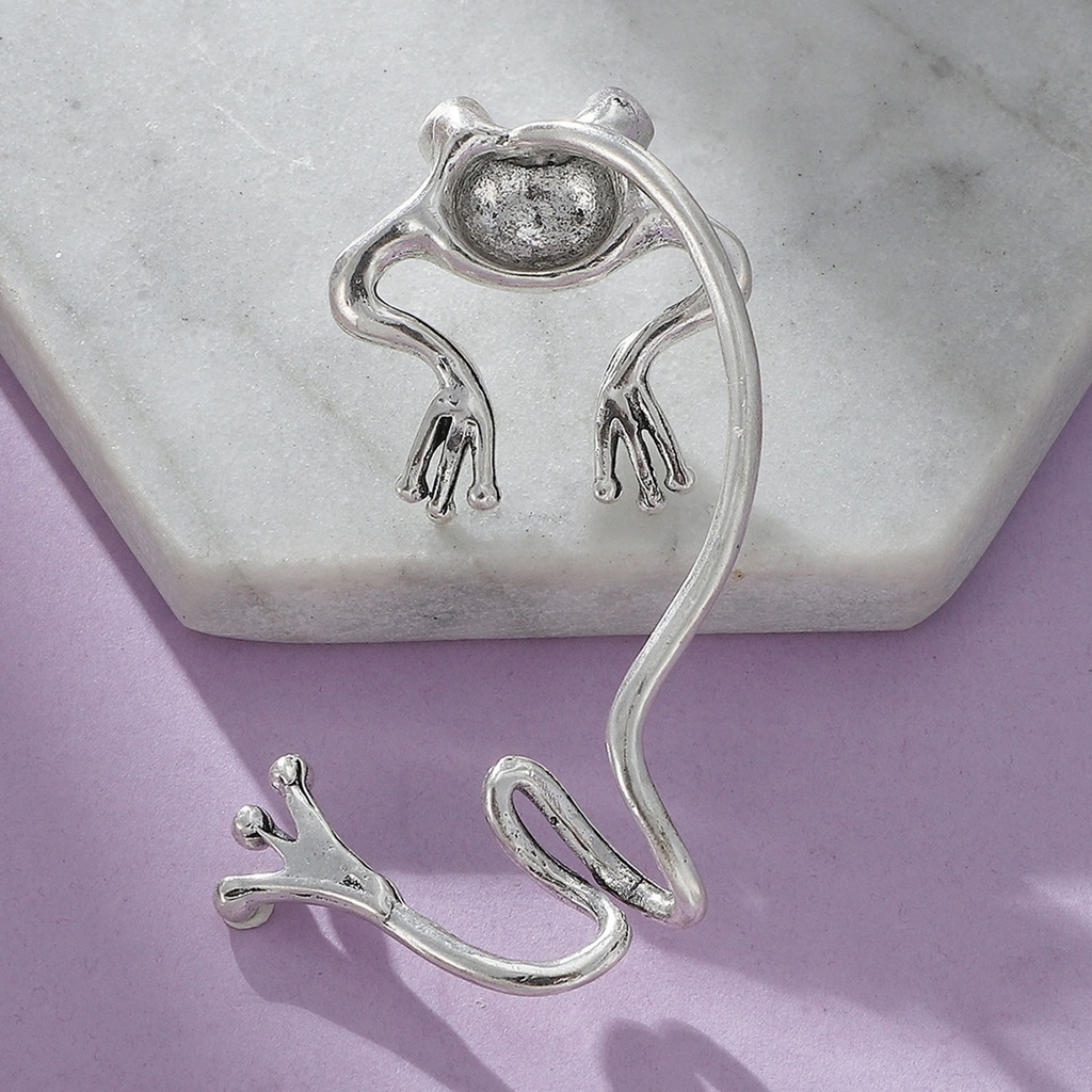 Hu Hu Hu Hu Hu Alat Bantu Pasang Kacamata♡ 1pc Anting Klip Bentuk Katak Bahan Alloy Gaya Vintage Untuk Pesta