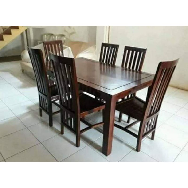 set meja makan minimalis jati jepara/set kursi makan jati