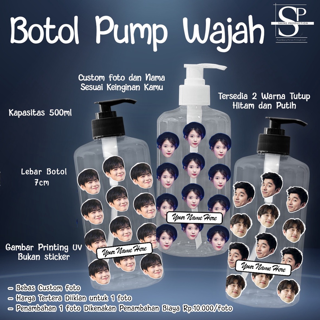 Botol Sabun Pump Custom Muka dan Nama