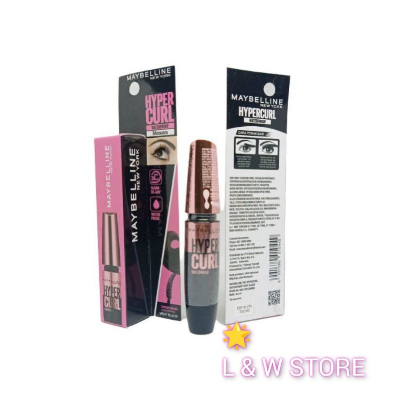 MASCARA MAYBELLINE NEW YORK/MAYBELLINE HYPERCURL WATERPROOF/BPOM