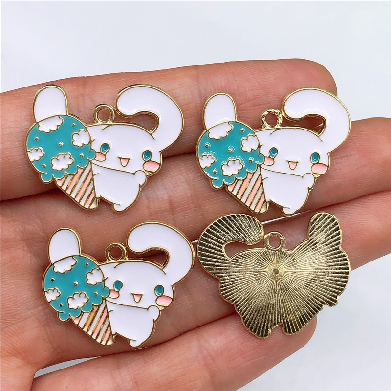 4pcs Liontin Enamel Bentuk Kelinci Bahan Alloy Untuk Membuat Perhiasan Charms