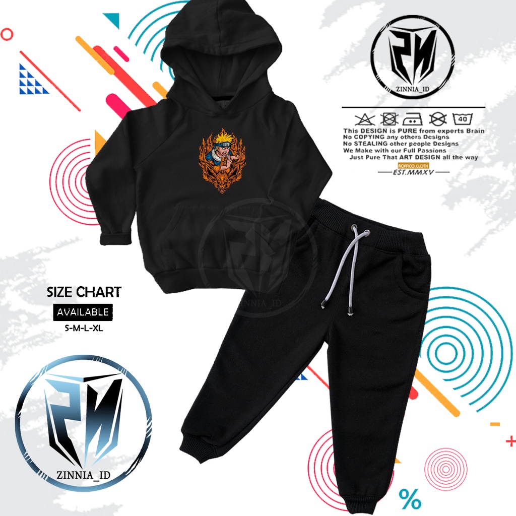 SETELAN ANAK JAKET HOODIE ANAK naruto uzumaki kurama ANIME ANAK ANAK USIA 4 - 10 TAHUN