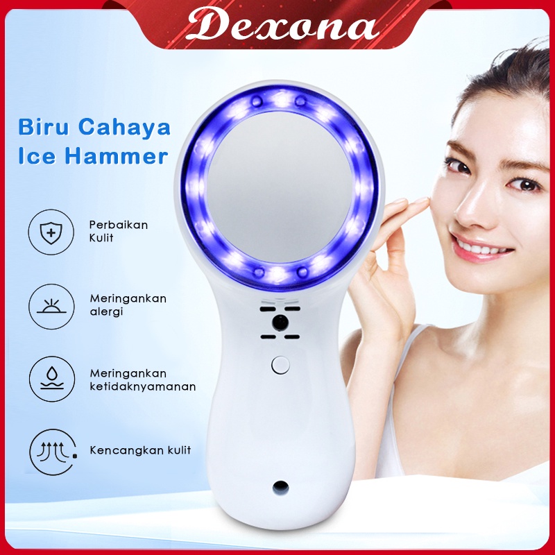 ⭐Garansi⭐Cold Hammer Cahaya Biru PDT Light Ice Cooling Hammer Alat Facial Portable Mengecilkan Pori-pori Menenangkan Kulit Dingin Hammer