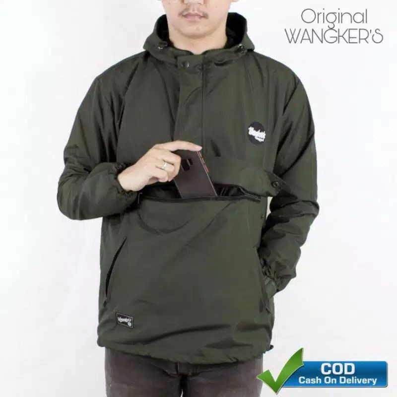 Jaket Pria Cagoule Polos Saku Doraemon