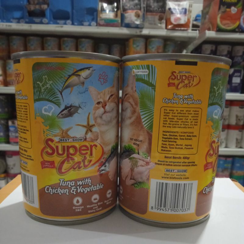 Supercat Kaleng Tuna Chicken Vegetable Makanan Basah Wet Food 400g