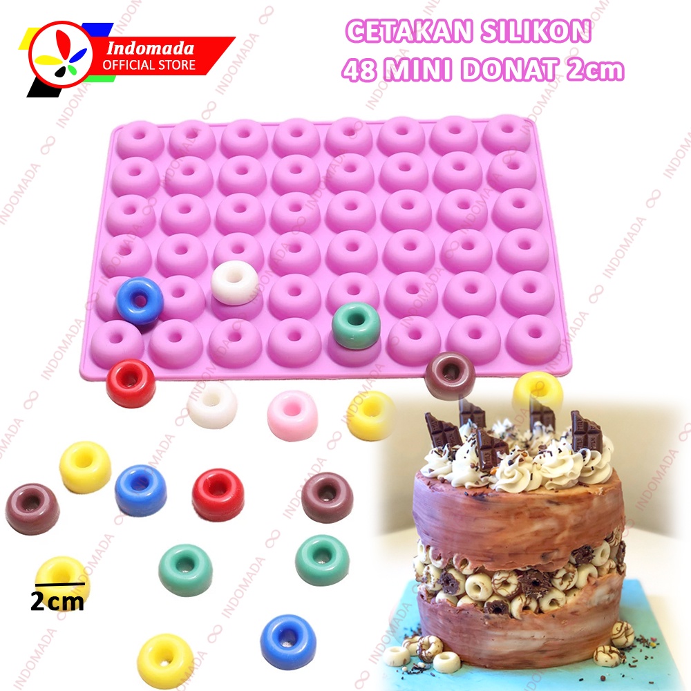 Indomada Cetakan Silikon Donat 48 Mini Donut 2 cm Kecil Permen Coklat Puding Biskuit Muffin Cake Pan