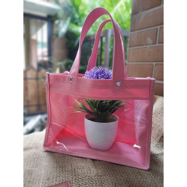 tas mika kombinasi canvas size 25*22*10 cm  tas mika kanvas pink totebag