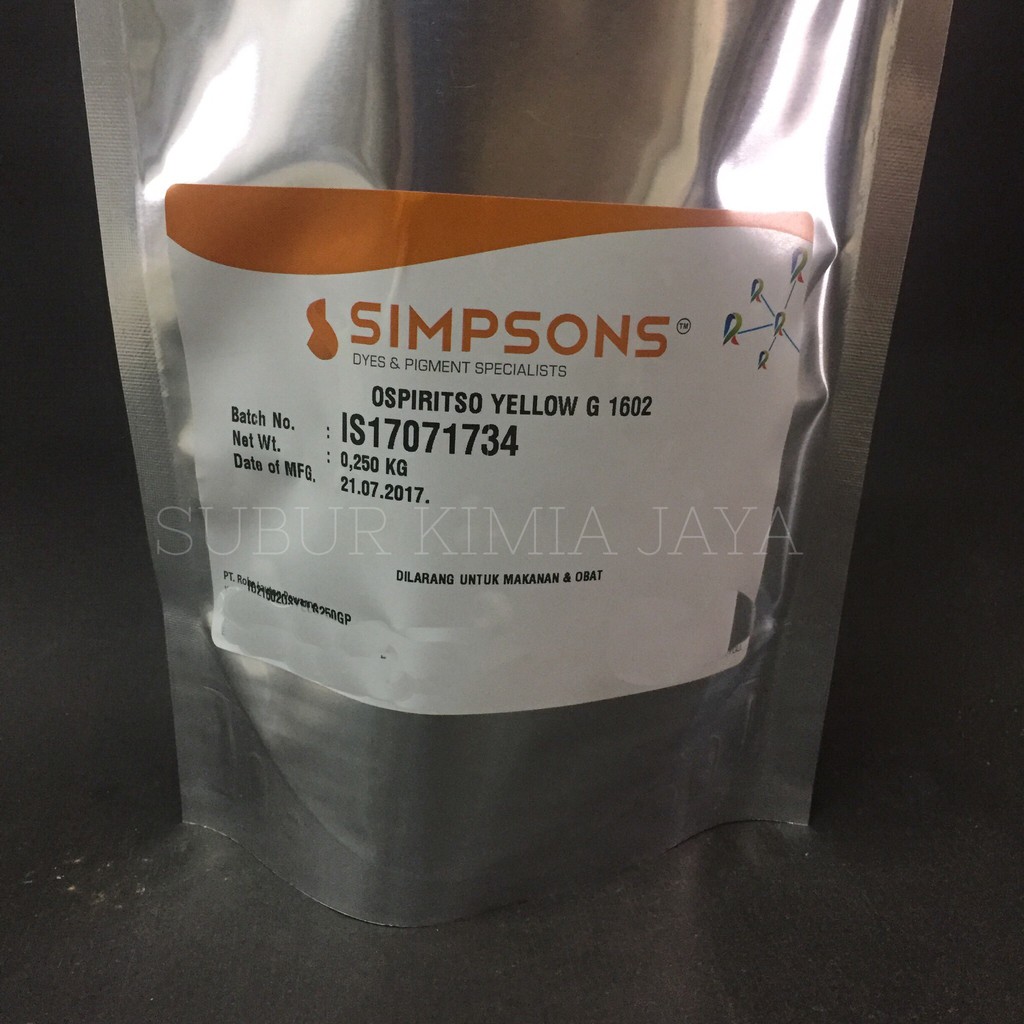 

Ospiritso Yellow G 1603 / Pewarna kuning basis minyak / solvent 250 gr