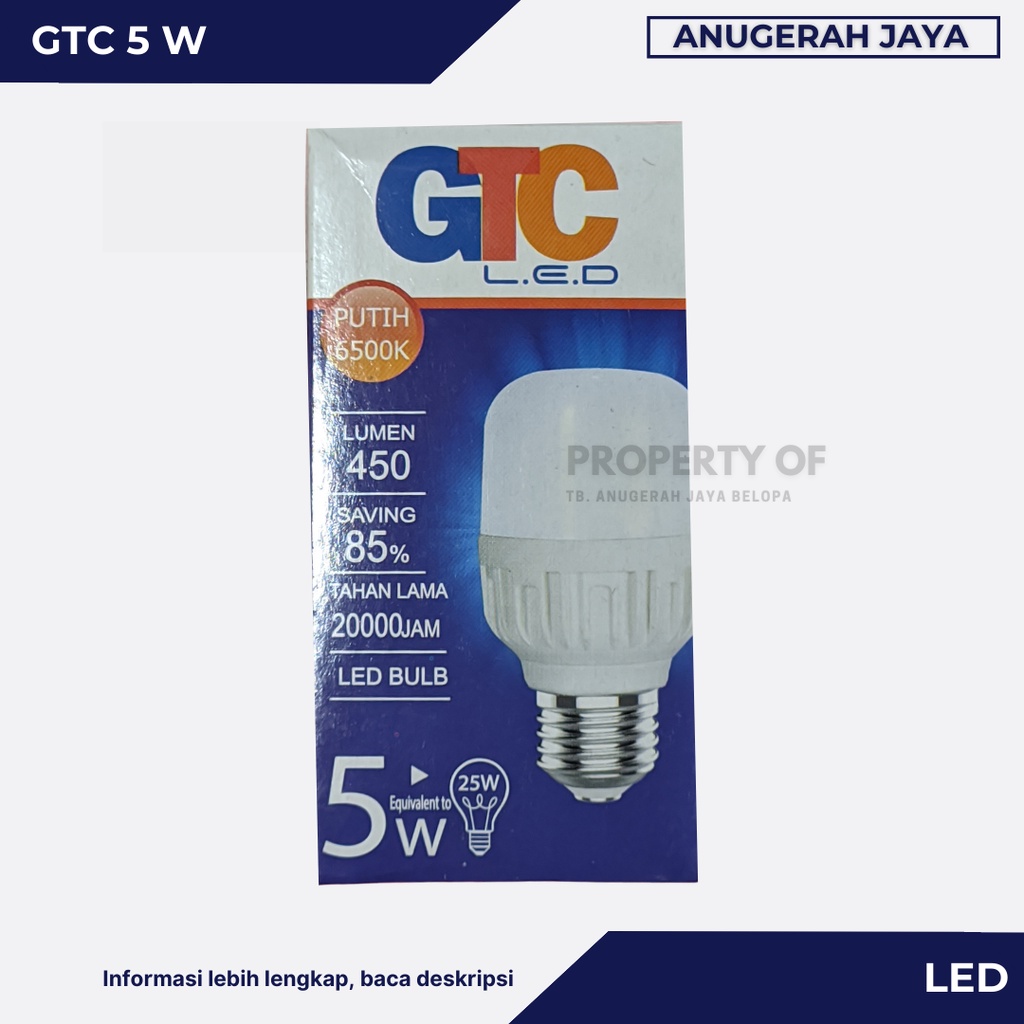GTC Lampu LED T BULB 5 Watt Putih/White