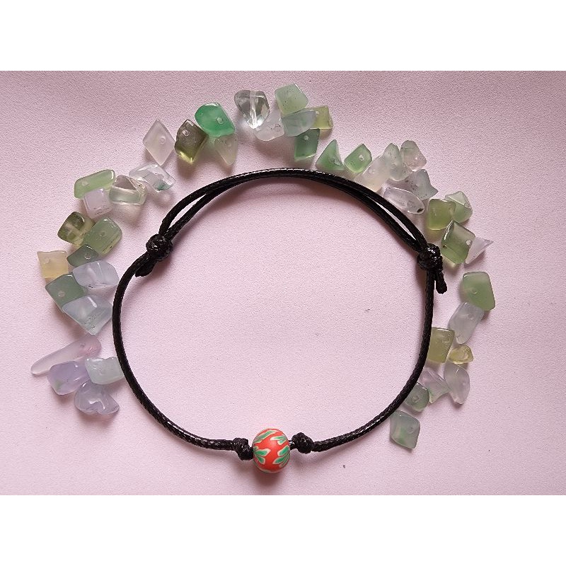 Gelang Unisex tali korea Bola Karet warna hitam