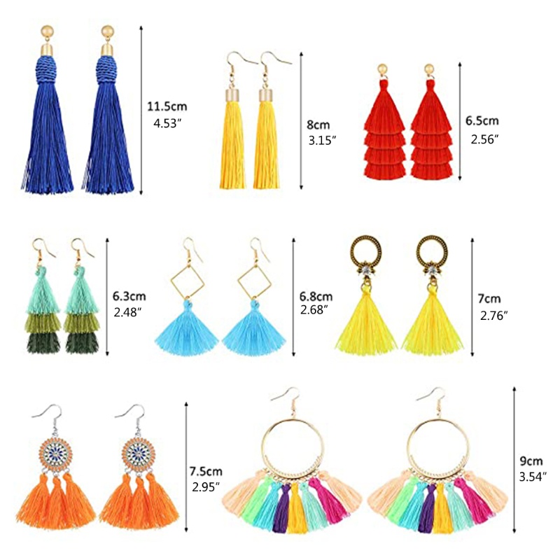 SIY  20 Pairs Tassel Earrings Bohemian Tassel Earring Long Layered Dangle Earrings