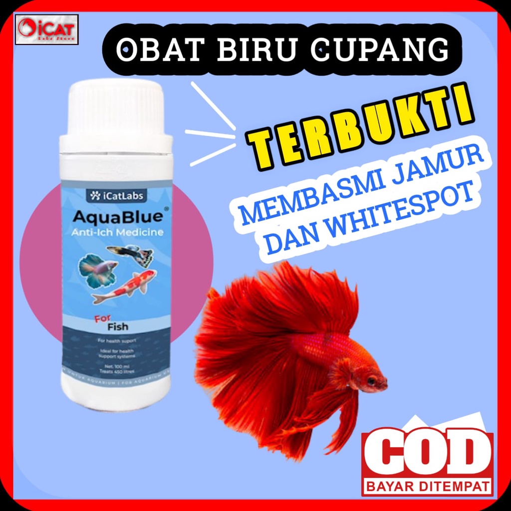 AQUABLUE 100ML OBAT BIRU IKAN CUPANG OBAT CUPANG OBAT JAMUR CUPANG BETTA FISH CUPANG GUPPY
