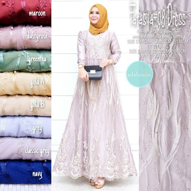 Farasya #98 Dress Brukat Kondangan Wanita Muslim Jumbo Premium Dres Brokat XXXL Gaun Pesta GAMIS MUSLIMAH JUMBO LD 100 110 120 130 GAMIS PESTA LAMARAN PERNIKAHAN MUSLIMAH LEBARAN TERBARU DRESES BROKAT GROSIR WARNA SAGE GREENTEA REMAJA BARU KEKINIAN MURAH