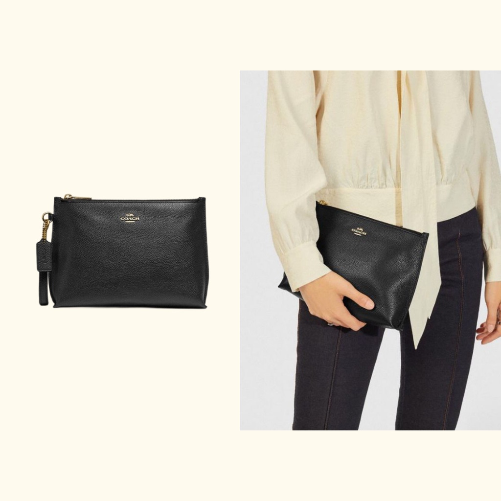 [ORIGINAL 100%] Coach 72394 Charlie Pouch Full Leather - Black