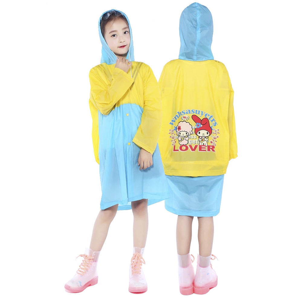 Jas Hujan Raincoat Anak Bahan Eva Tebal Dengan Tas Di Belakang Motif Lucu -168