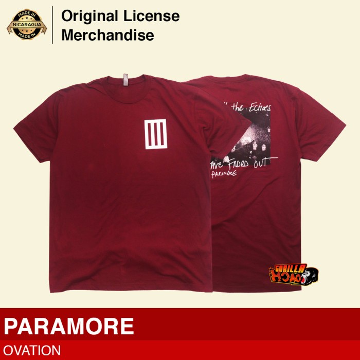 Kaos Baju Tshirt Pria Wanita Pop Rock Musik PARAMORE Original Ovation