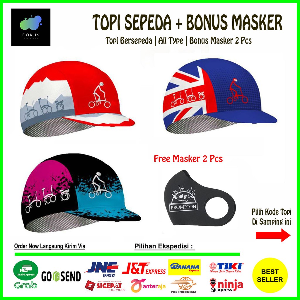 Topi Brompton  Bersepeda + Free Masker 2 Pcs (All Type)