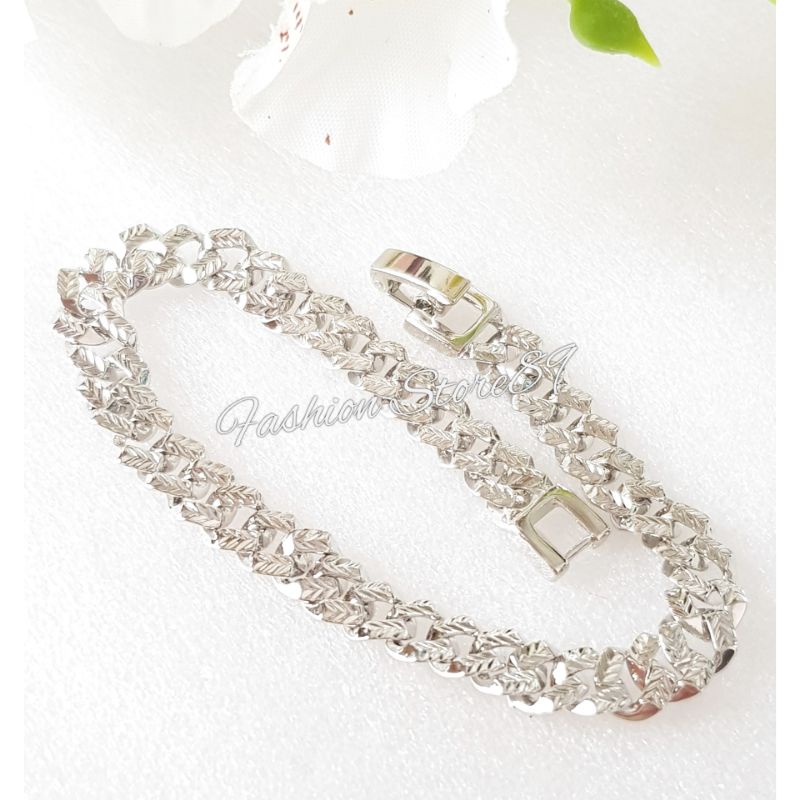 Gelang Rantai Silver Motif Perhiasan Xuping Yaxiya Lapis emas 18k impor Fashion Wanita Bestquality