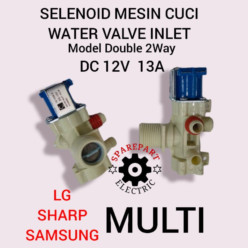 SELENOID WATER VALVE INLET MODEL DOUBLE 2WAY DC 12V MESIN CUCI MULTI