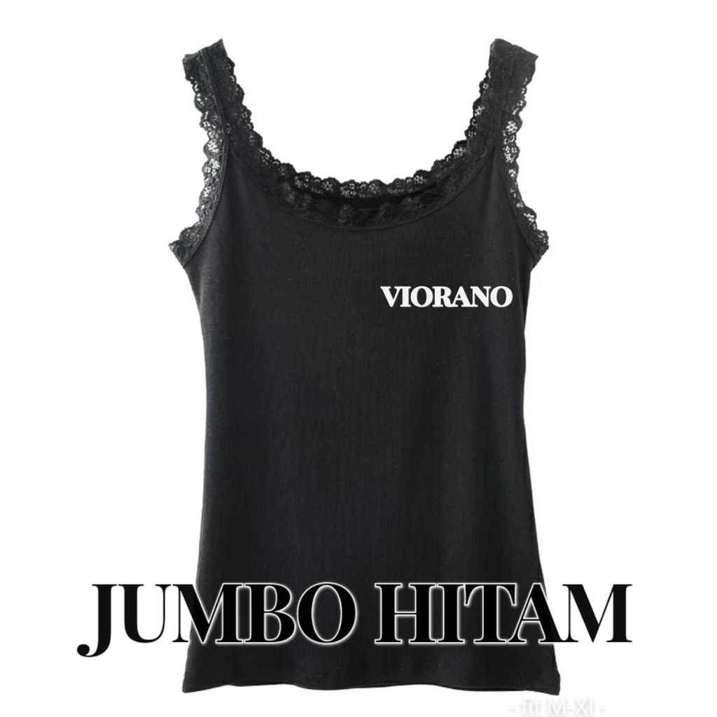 Tanktop Renda Wanita Jumbo Viorano / Camisol Tangtop Singlet Cewek Renda Jumbo Super Soft Fit XXL