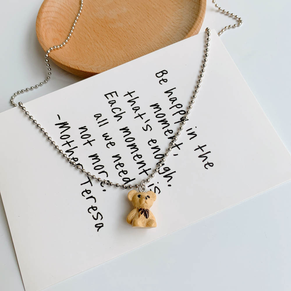 【COD Tangding】Fashion Bear Necklace Korea Fashion Cute Bear Pendant Accessories