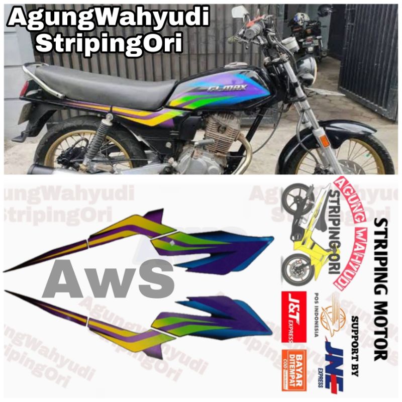 STRIPING MOTOR HONDA GL MAX NEOTECH 2003 HITAM LES BIRU LIS BODY POLET STIKER HITAM MERAH KUNING UNG