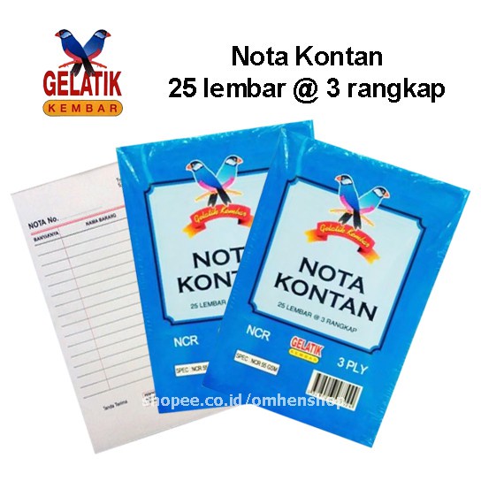 

Buku Nota Kontan GELATIK KEMBAR 3 Ply Isi 25 Lembar