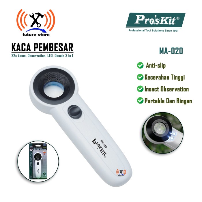 

PROSKIT MA-020 Kaca Pembesar - 22X Handheld LED Light Magnifier Ori