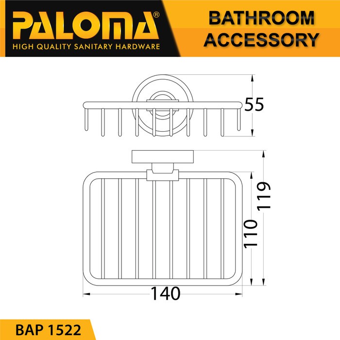 PALOMA BAP 1522 Rak Tempat Sabun Batang Holder Dinding Kamar Mandi