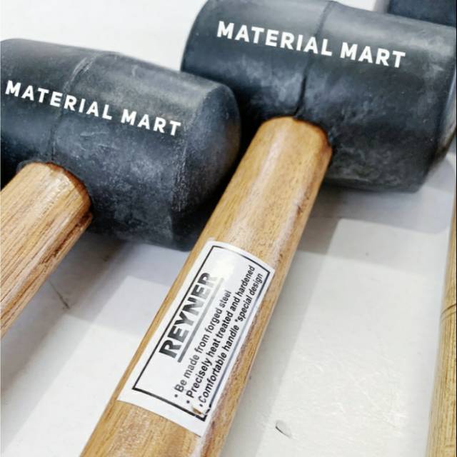 Palu Karet Hitam Gagang Kayu 16oz | Palu Keramik Bagus 16 oz | Hammer | Material mart