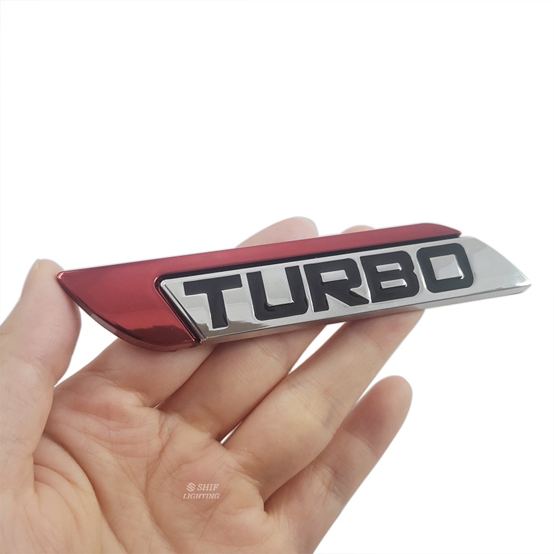 2pcs Stiker Emblem / Badge Logo TURBO Universal Bahan Metal Untuk Dekorasi Fender Body Mobil