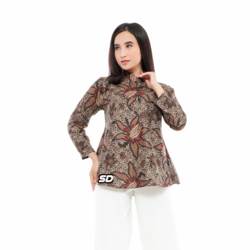 tey-17 Batik wanita ASJ SA HRB026 Kenongo Kemeja Tosca Pendek-16