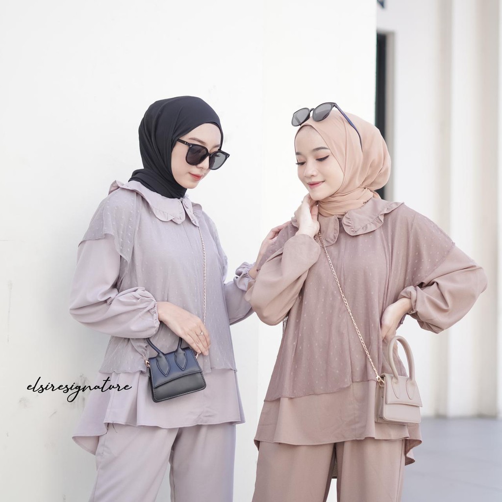 STEVI SET TUNIK TILE KERAH BULAT CELANA ORI ELSIRE