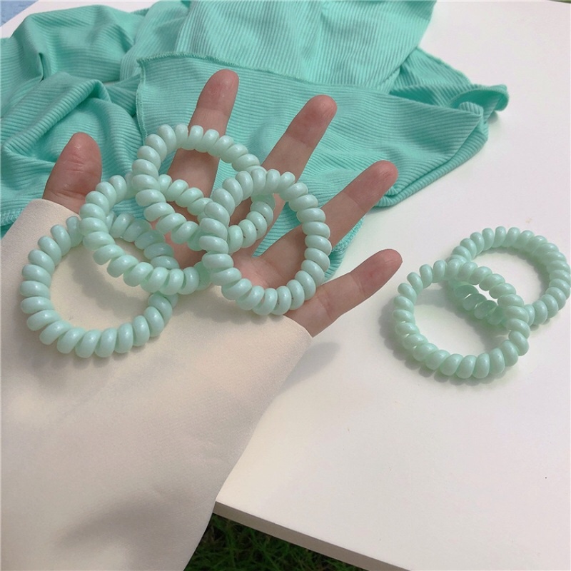 Magic789 Lovely Mint Green Sprial Coil Hair Tie Telephone Cord Ponytail Hair Bands