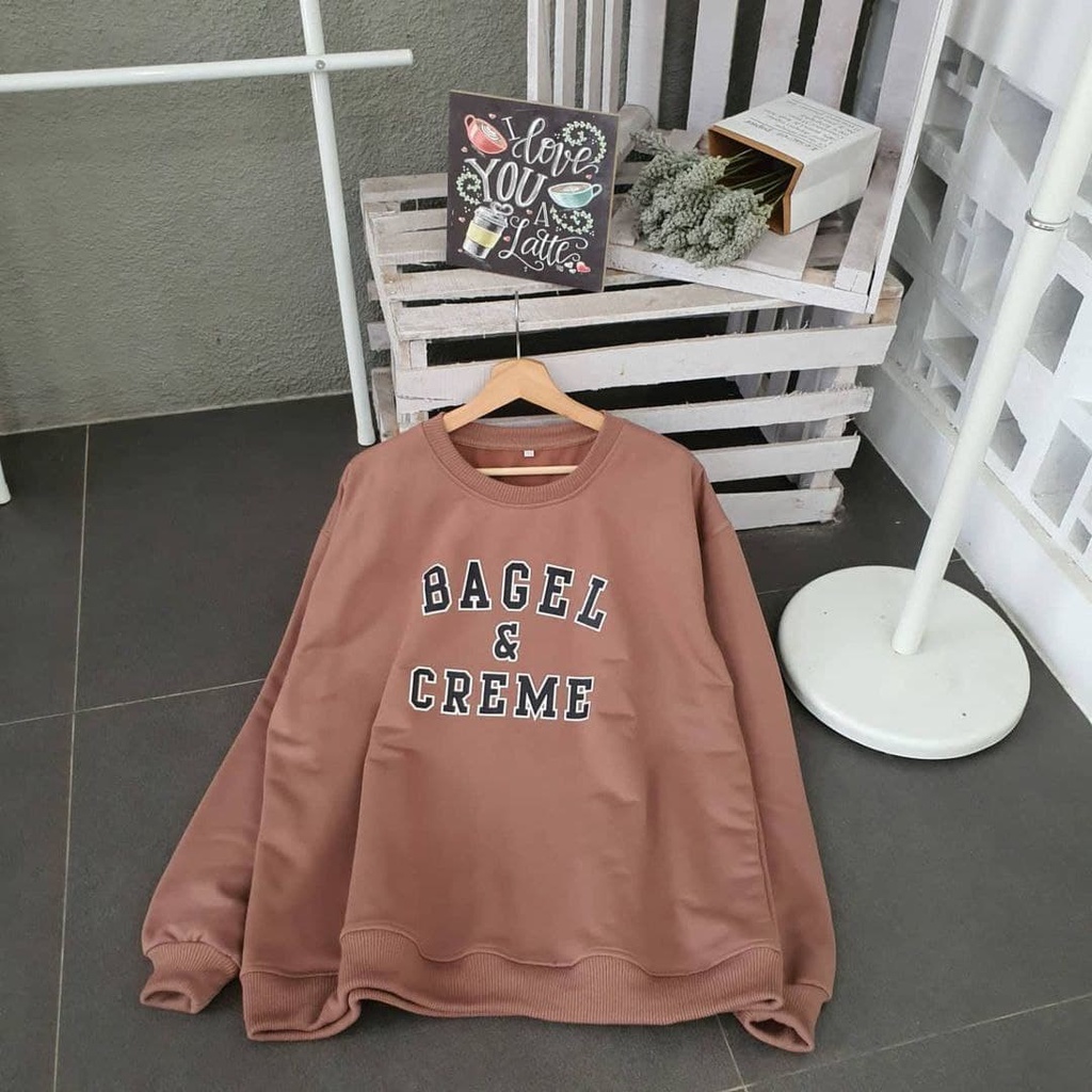 Nara Grosir - Bagel Creme XXL Sweater l Sweater Oversize Pria dan Wanita