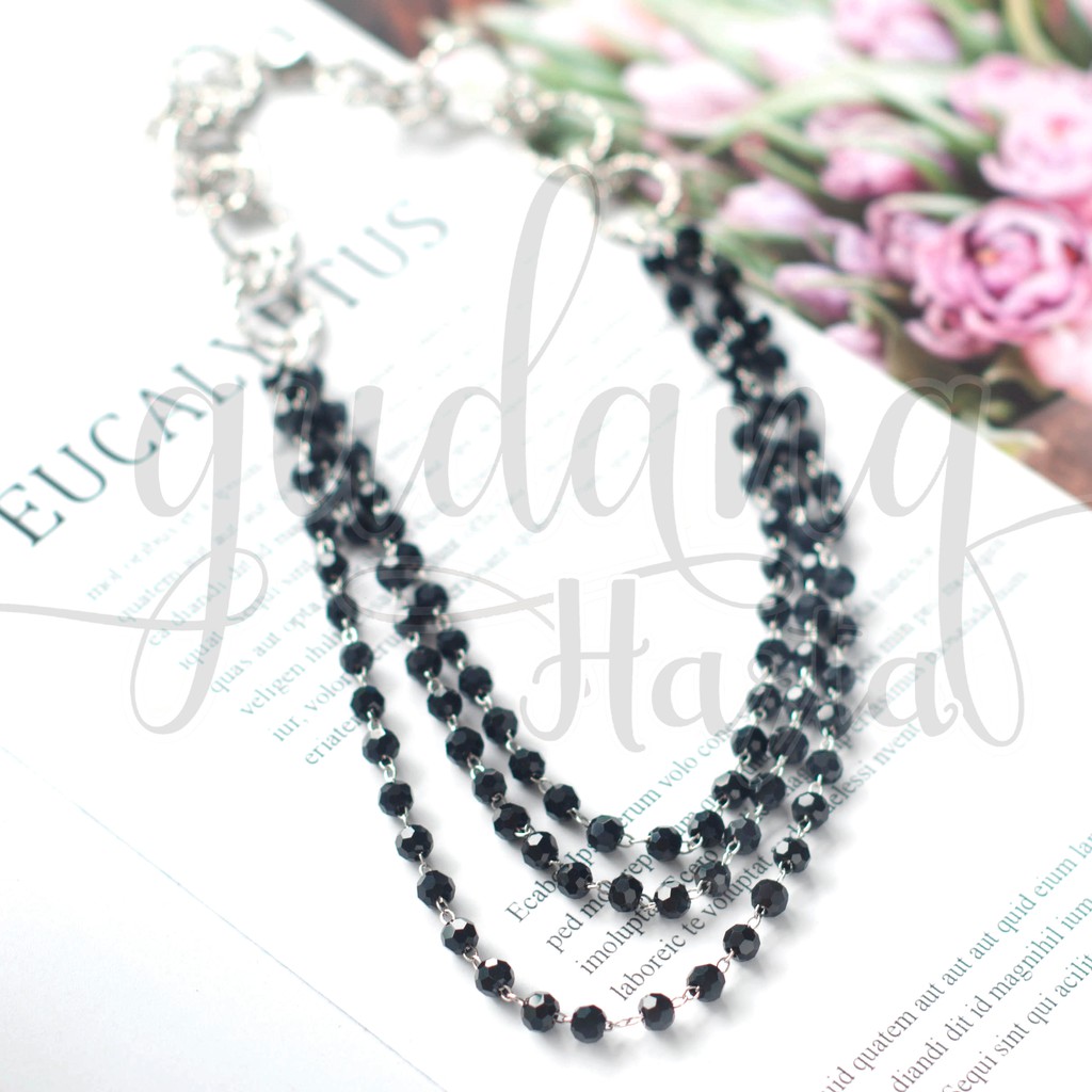 Kalung Triple Black Necklace GH 204502