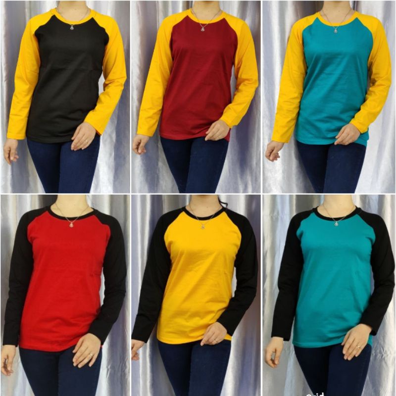 kaos reglan polos (unisex) pria wanita kaos seragam lengan panjang uk M L XL XXL