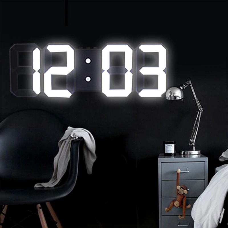 Dekorasi Dinding Ruang Tamu 3d Large Led Digital Wall Clock Date Time Celsius Nightlight Display Shopee Indonesia