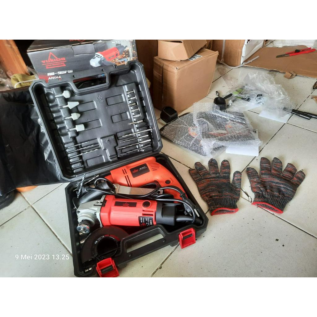 PAKET BOR GERINDA YUKIDO FREE KOPER Gerinda dan bor - paket pertukangan - power tools - mesin bor - mesin gerinda murah