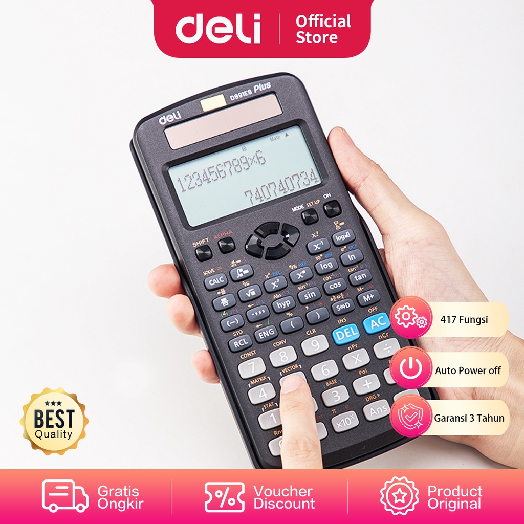 

Deli Kalkulator Saintifik Scientific Calculator 417 Function 170 80 20mm 500g ED991ES