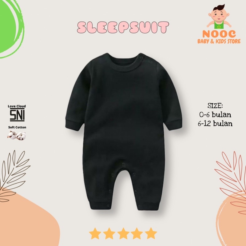 Jumper bayi lengan panjang POLOS sleepsuit bayi Laki laki Perempuan / Baju bayi lengan panjang Fashion