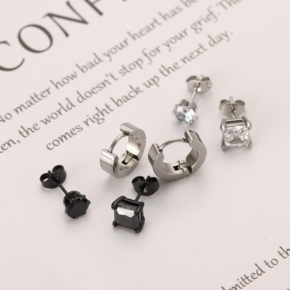 Lily Anting Set Wanita Pria Gothic Barbel Bar Stainless Steel Tindik Hitam Dumbbell Stud