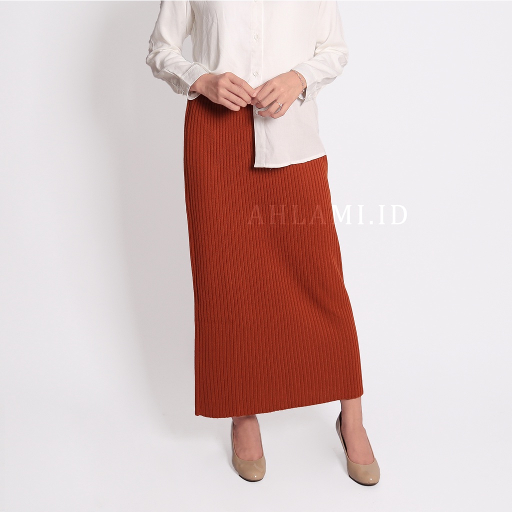 Ahlami- Kala Skirt Rok Rajut Premium Rok Span Knit Tebal Rok Rajut Span Rok Span Premium Rok Kerja Rok Formal Premium-BATA (RAJUT)