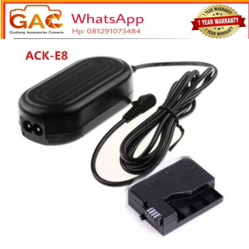 ACK-E8 AC Adapter Kit untuk Canon 700D 650D 600D 550D T5i T4i T3i T2i